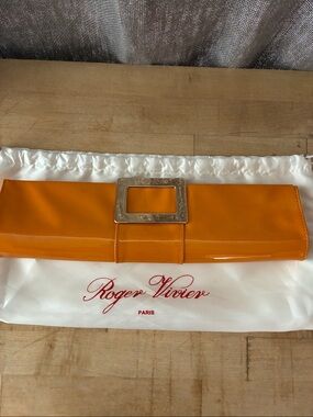 Roger Vivier Orange Patent Leather Clutch!